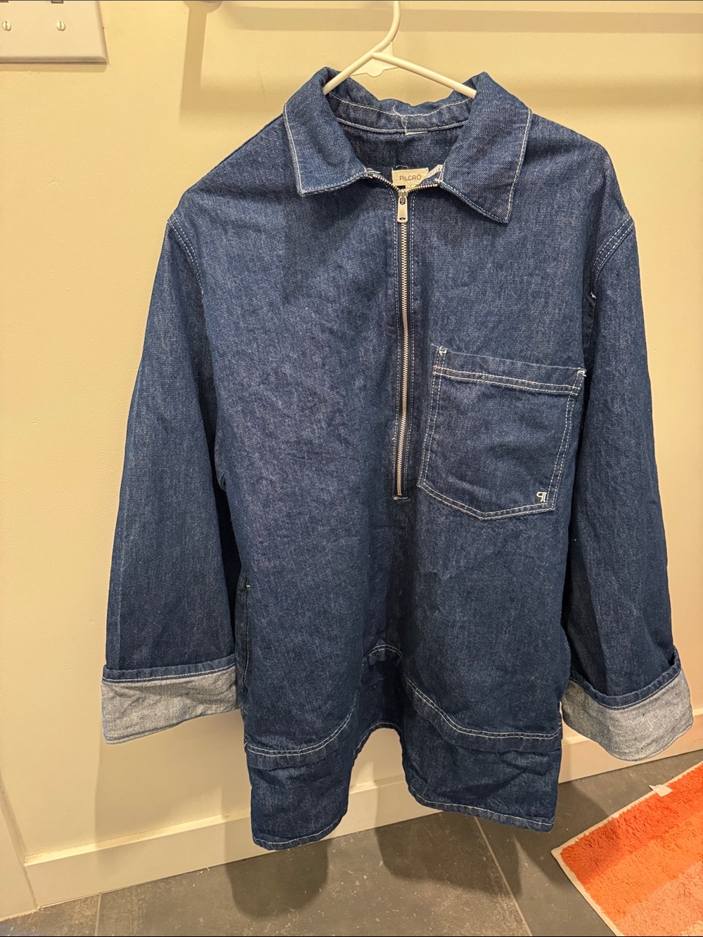 Pilcro (Anthropologie) Dark Blue Denim Mini Dress with Zip Front - Picture 4 of 4